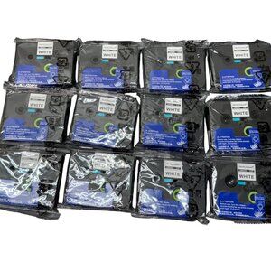 (12) Mark Domain 12mm x 8m Black Ink White Laminated Label Tapes Brother P-Touch